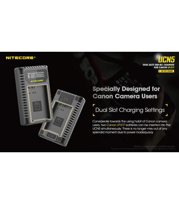 ΦΟΡΤΙΣΤΗΣ NITECORE UCN5 - Για μπαταρίες Canon LP-E17