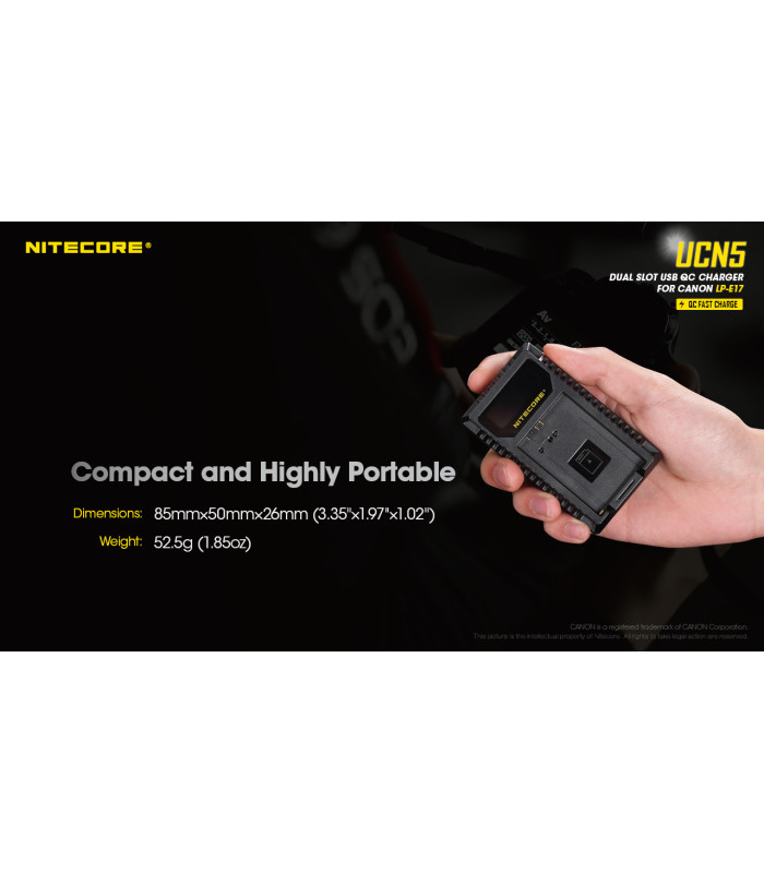 ΦΟΡΤΙΣΤΗΣ NITECORE UCN5 - Για μπαταρίες Canon LP-E17
