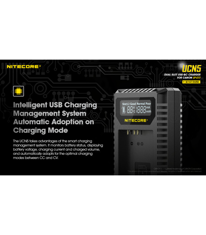 ΦΟΡΤΙΣΤΗΣ NITECORE UCN5 - Για μπαταρίες Canon LP-E17