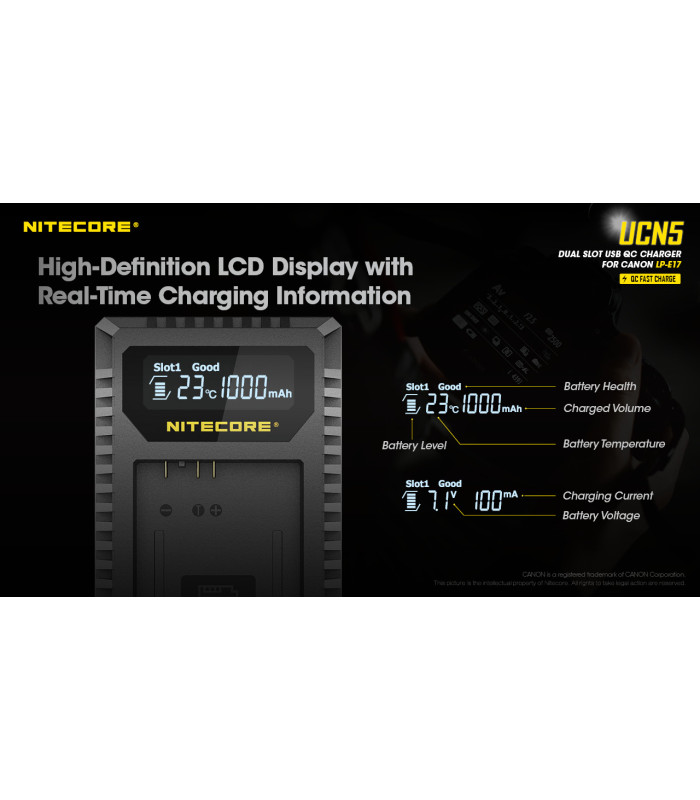 ΦΟΡΤΙΣΤΗΣ NITECORE UCN5 - Για μπαταρίες Canon LP-E17