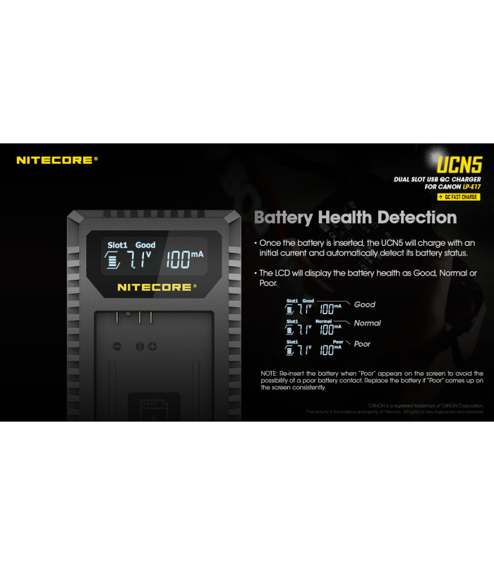 ΦΟΡΤΙΣΤΗΣ NITECORE UCN5 - Για μπαταρίες Canon LP-E17