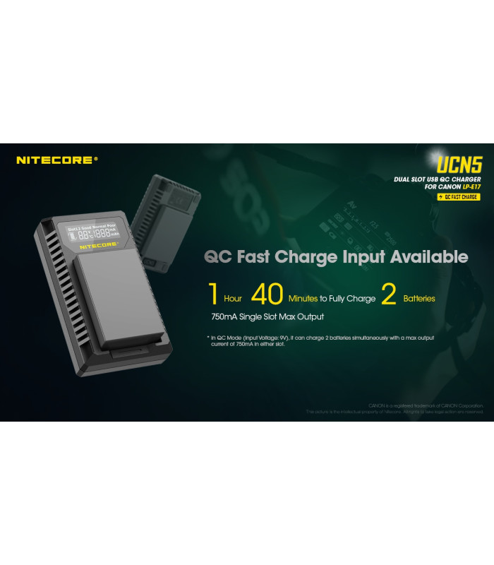 ΦΟΡΤΙΣΤΗΣ NITECORE UCN5 - Για μπαταρίες Canon LP-E17