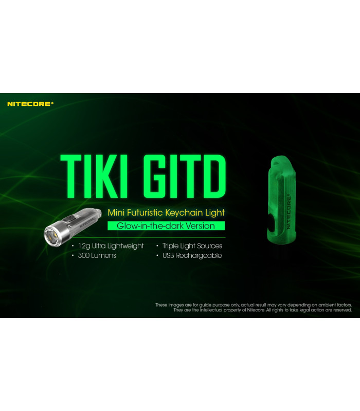 ΦΑΚΟΣ LED NITECORE TIKI GITD, Glow-In-The-Dark, USB-C, 300 lumens