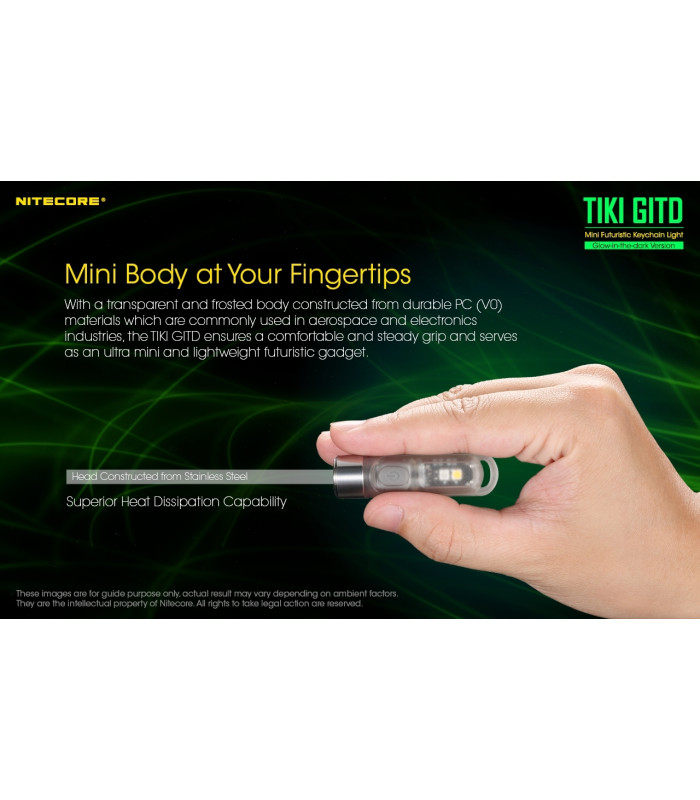ΦΑΚΟΣ LED NITECORE TIKI GITD, Glow-In-The-Dark, USB-C, 300 lumens