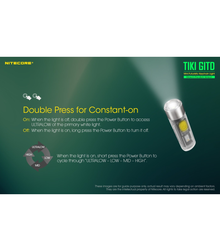 ΦΑΚΟΣ LED NITECORE TIKI GITD, Glow-In-The-Dark, USB-C, 300 lumens