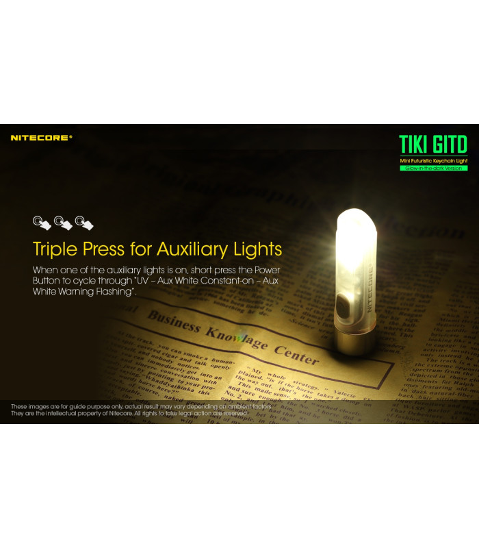 ΦΑΚΟΣ LED NITECORE TIKI GITD, Glow-In-The-Dark, USB-C, 300 lumens