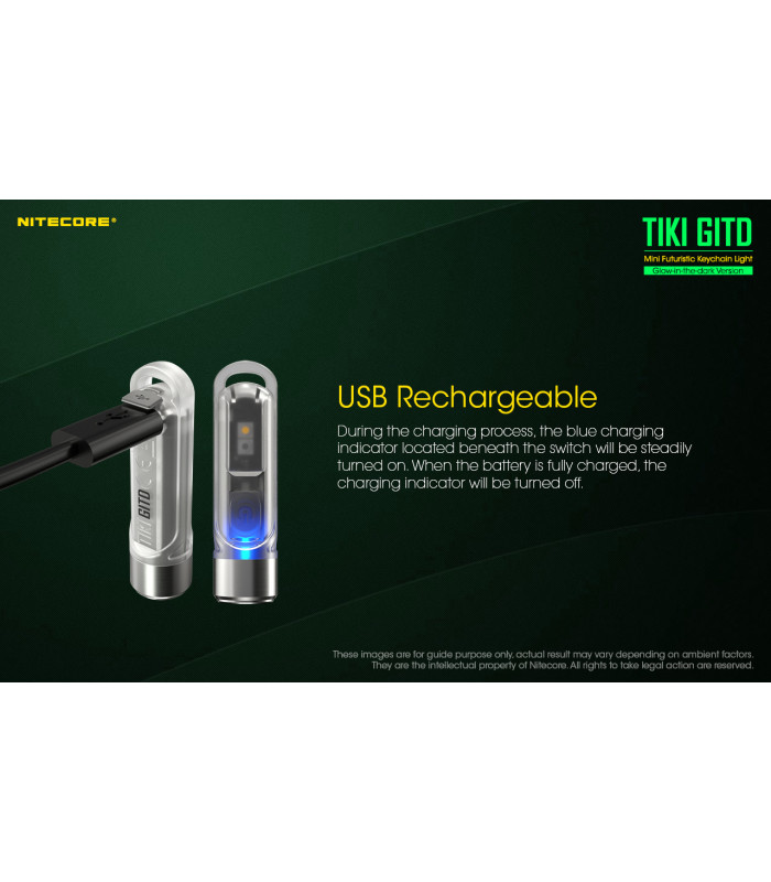 ΦΑΚΟΣ LED NITECORE TIKI GITD, Glow-In-The-Dark, USB-C, 300 lumens