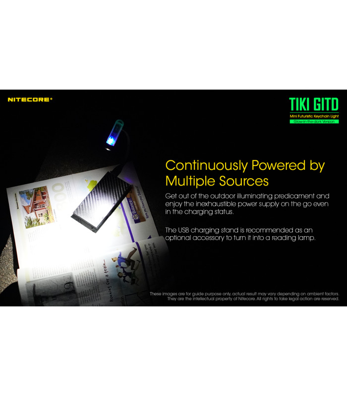ΦΑΚΟΣ LED NITECORE TIKI GITD, Glow-In-The-Dark, USB-C, 300 lumens