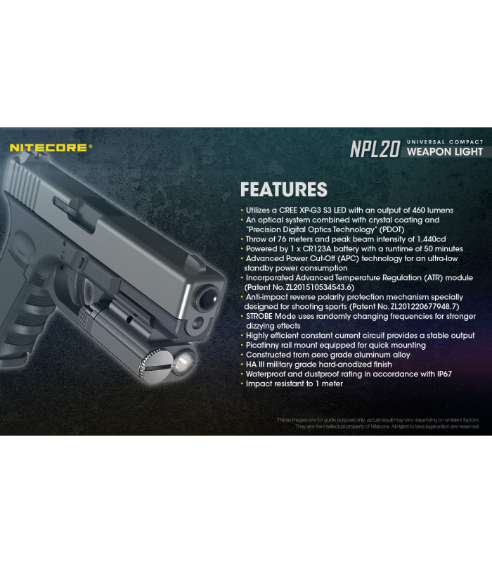 ΦΑΚΟΣ LED NITECORE NPL20, Set με μπαταρια CR123