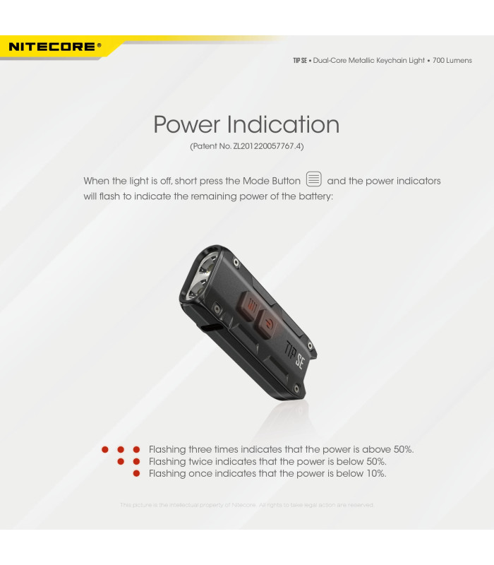 ΦΑΚΟΣ LED NITECORE TIP SE, Μπρελοκ, Rechargeable, Black