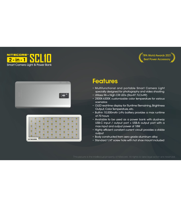 POWER BANK + CAMERA LIGHT 2in1 NITECORE SCL10