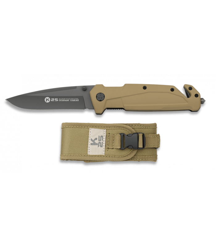 ΣΟΥΓΙΑΣ K25, Rubber pocket knife. Titanium coated, TAN, 18487