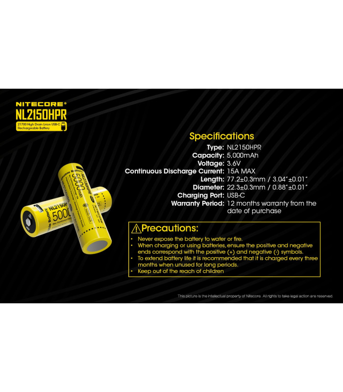ΜΠΑΤΑΡΙΑ NITECORE 21700/ 5000mAh / HPR (τιμή τεμαχίου)
