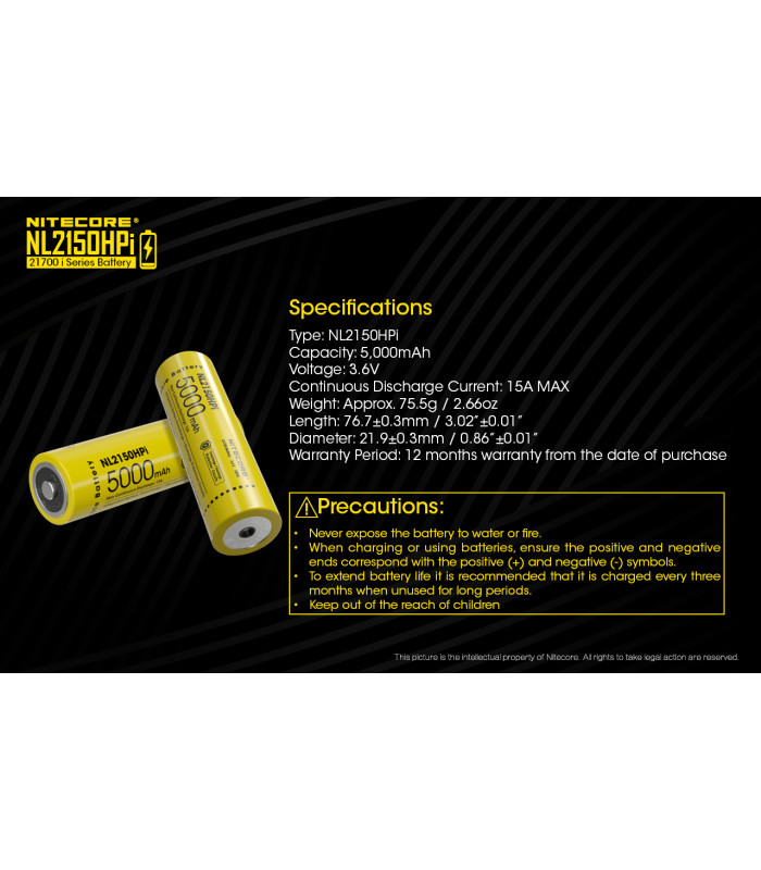 ΜΠΑΤΑΡΙΑ NITECORE 21700/ 5000mAh / HPI (τιμή τεμαχίου)