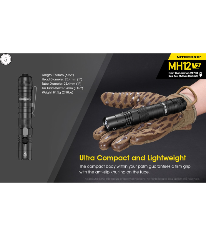 ΦΑΚΟΣ LED NITECORE MULTI TASK HYBRID MH12V2,1200lumens