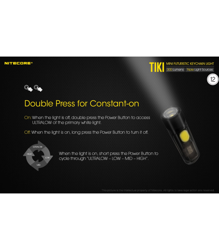 ΦΑΚΟΣ LED NITECORE TIKI LE, Black, USB-C, 300 lumens