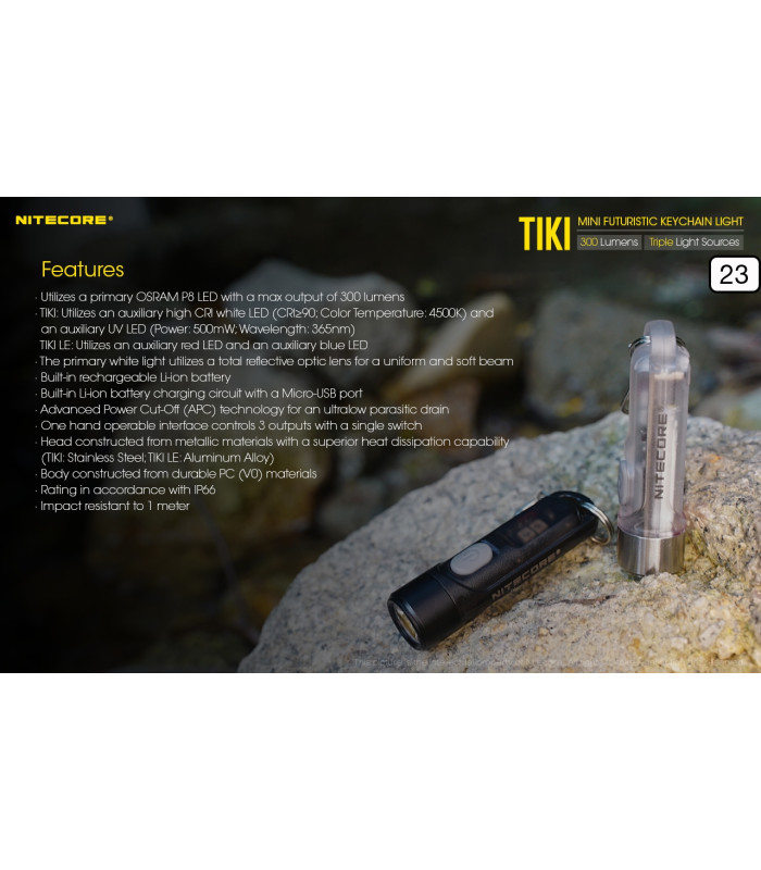 ΦΑΚΟΣ LED NITECORE TIKI LE, Black, USB-C, 300 lumens