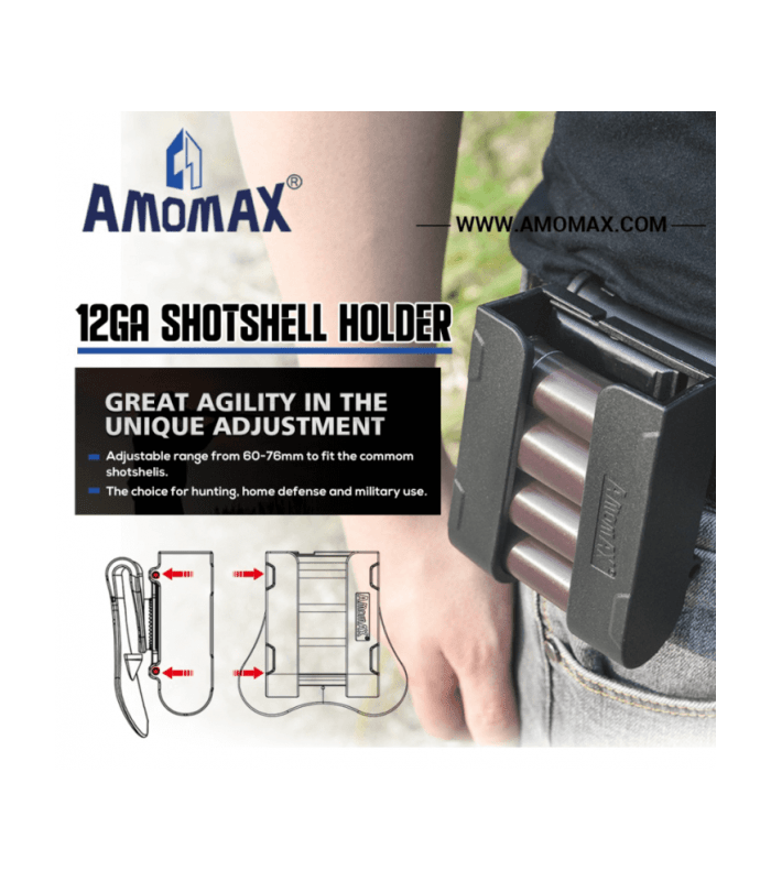 ΘΗΚΗ AMOMAX για Φυσιγγια Καραμπίνας, 4 Rounds 12GA Shotshells, Length 60mm to 76m,