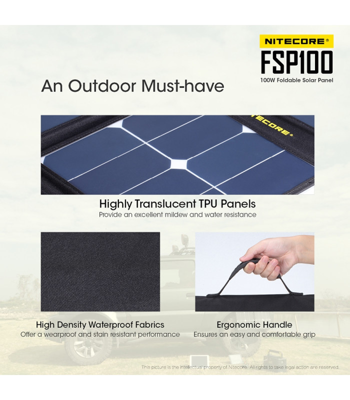 ΗΛΙΑΚΟ PANEL NITECORE FSP100, Φορητό, 100W