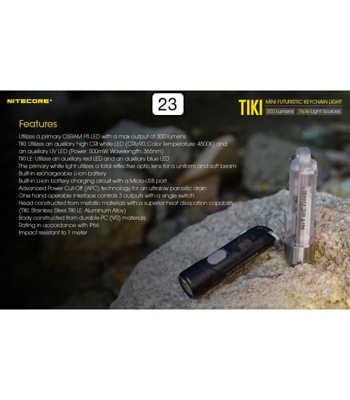 ΦΑΚΟΣ LED NITECORE TIKI, USB-C, 300 lumens