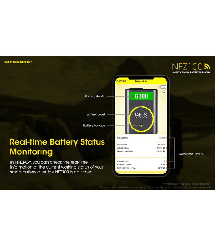 ΜΠΑΤΑΡΙΑ NITECORE NFZ100 , SMART CAMERA BATTERY FOR SONY (τιμή τεμαχίου)