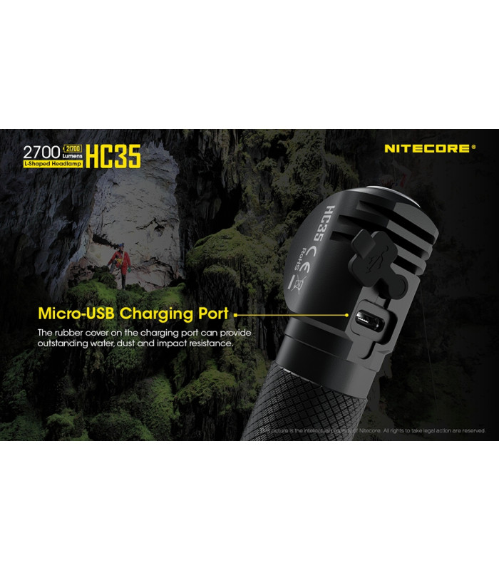 ΦΑΚΟΣ LED NITECORE HEADLAMP HC35, Rechargable 2700Lumens + 4000ma 21700 batt