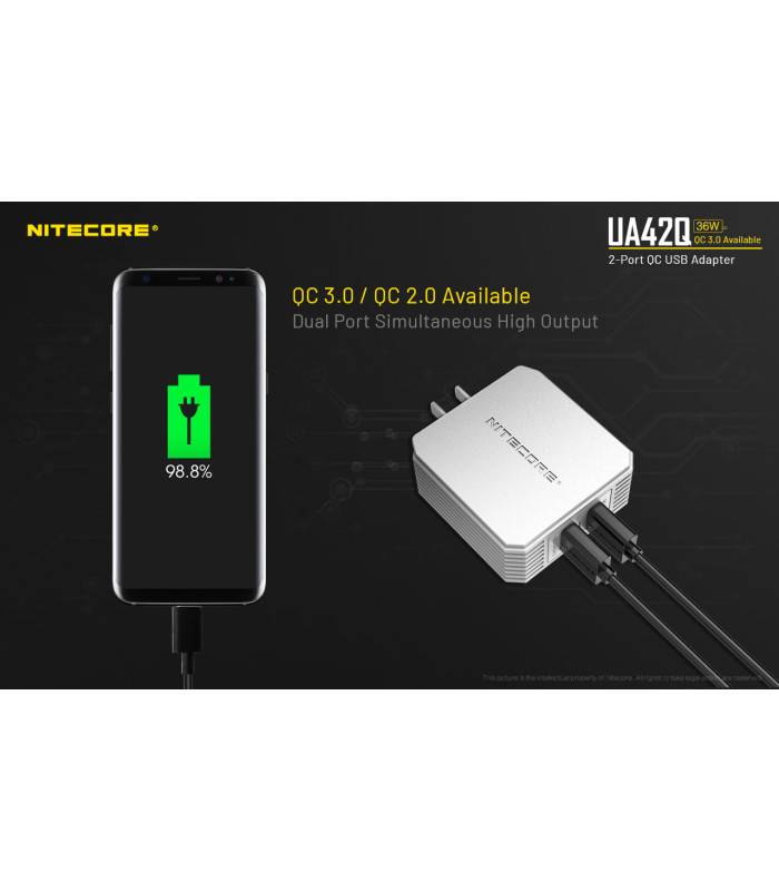 ΤΡΟΦΟΔΟΤΙΚΟ USB, NITECORE UA42Q Quick charge 3.0