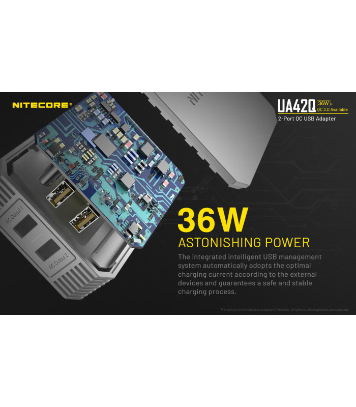 ΤΡΟΦΟΔΟΤΙΚΟ USB, NITECORE UA42Q Quick charge 3.0