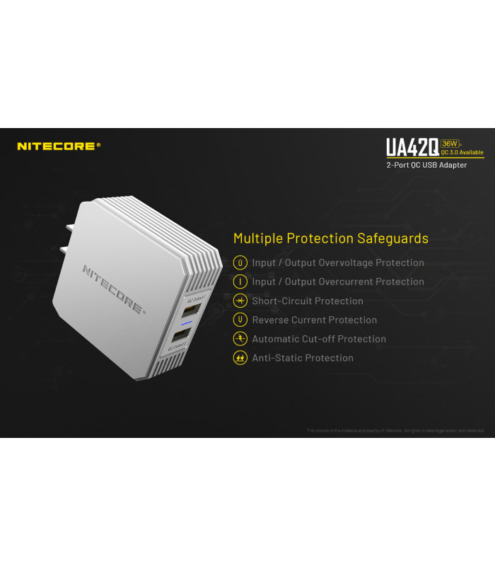 ΤΡΟΦΟΔΟΤΙΚΟ USB, NITECORE UA42Q Quick charge 3.0