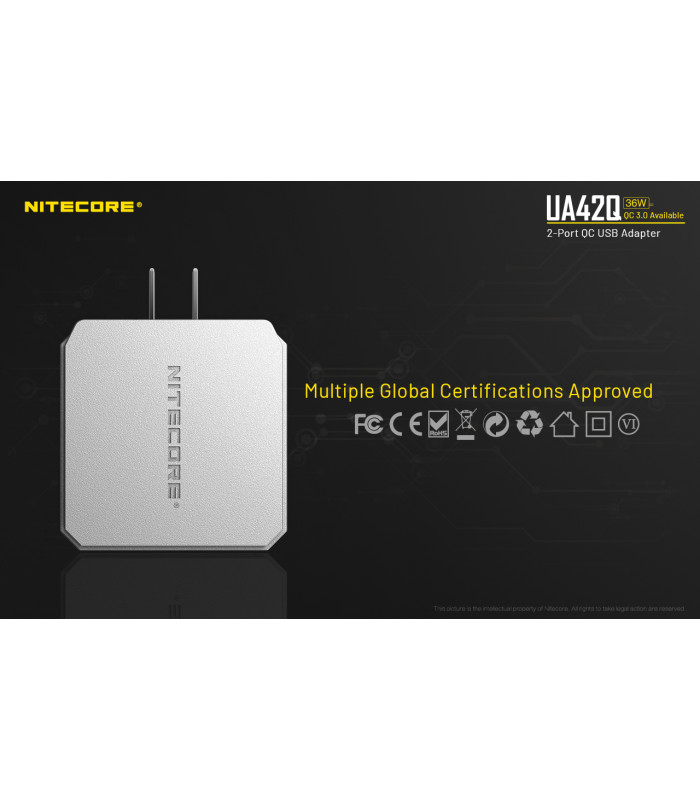 ΤΡΟΦΟΔΟΤΙΚΟ USB, NITECORE UA42Q Quick charge 3.0