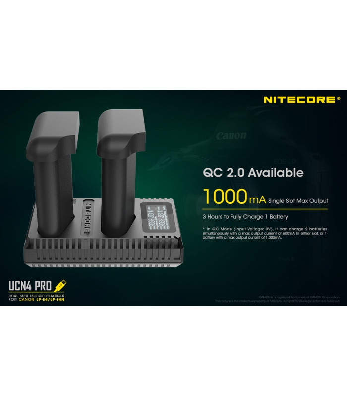 ΦΟΡΤΙΣΤΗΣ NITECORE UCN4 PRO για CANON LP-E4, LP-E4N, LP-E19