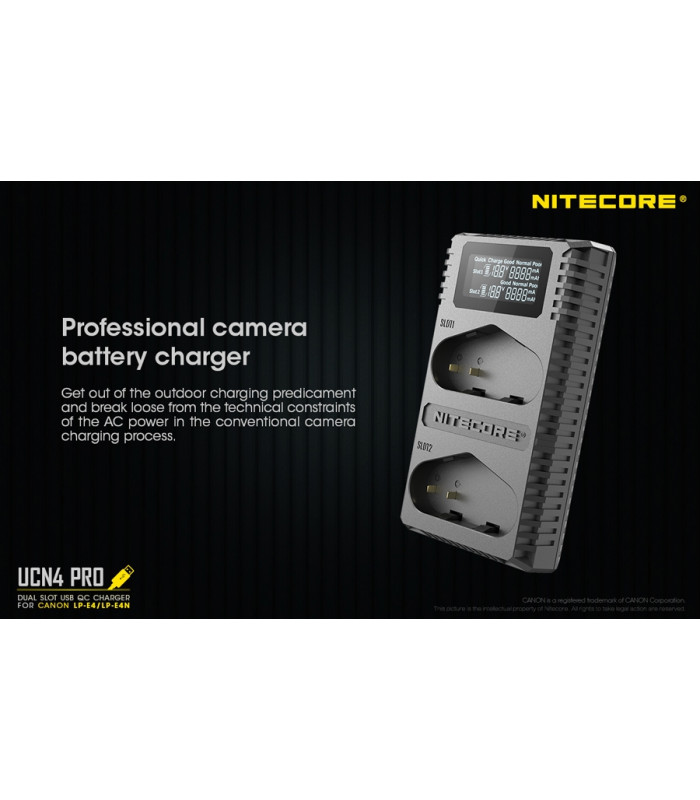 ΦΟΡΤΙΣΤΗΣ NITECORE UCN4 PRO για CANON LP-E4, LP-E4N, LP-E19