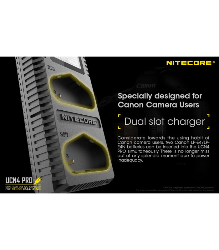 ΦΟΡΤΙΣΤΗΣ NITECORE UCN4 PRO για CANON LP-E4, LP-E4N, LP-E19
