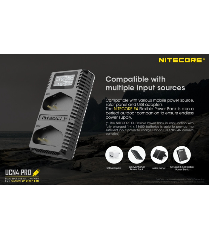 ΦΟΡΤΙΣΤΗΣ NITECORE UCN4 PRO για CANON LP-E4, LP-E4N, LP-E19