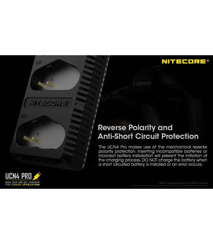 ΦΟΡΤΙΣΤΗΣ NITECORE UCN4 PRO για CANON LP-E4, LP-E4N, LP-E19