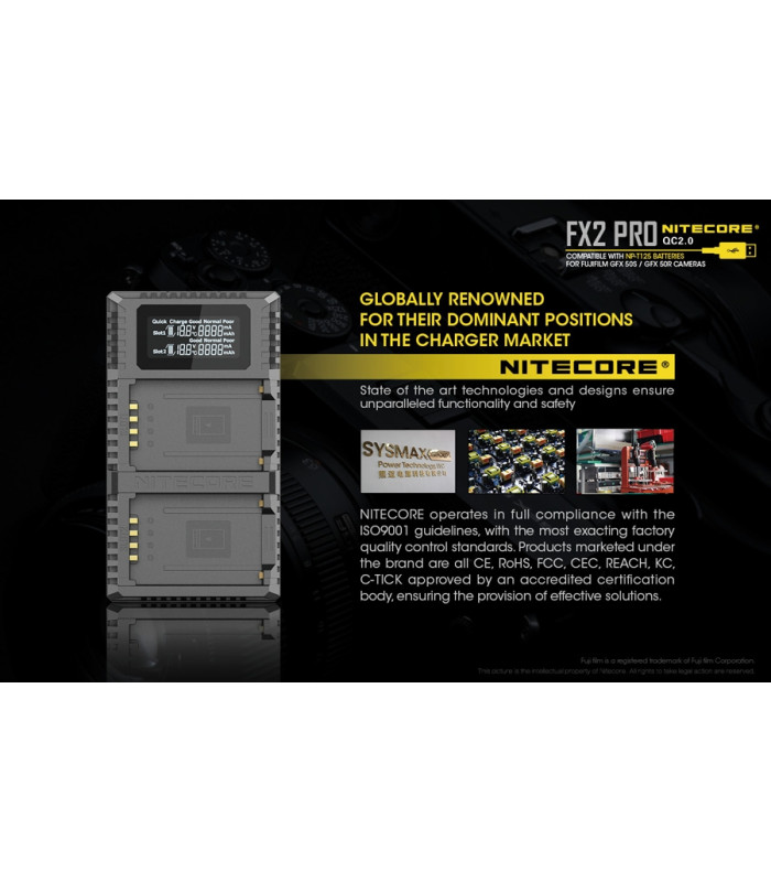 ΦΟΡΤΙΣΤΗΣ NITECORE FX2 για Fujifilm NP-T125