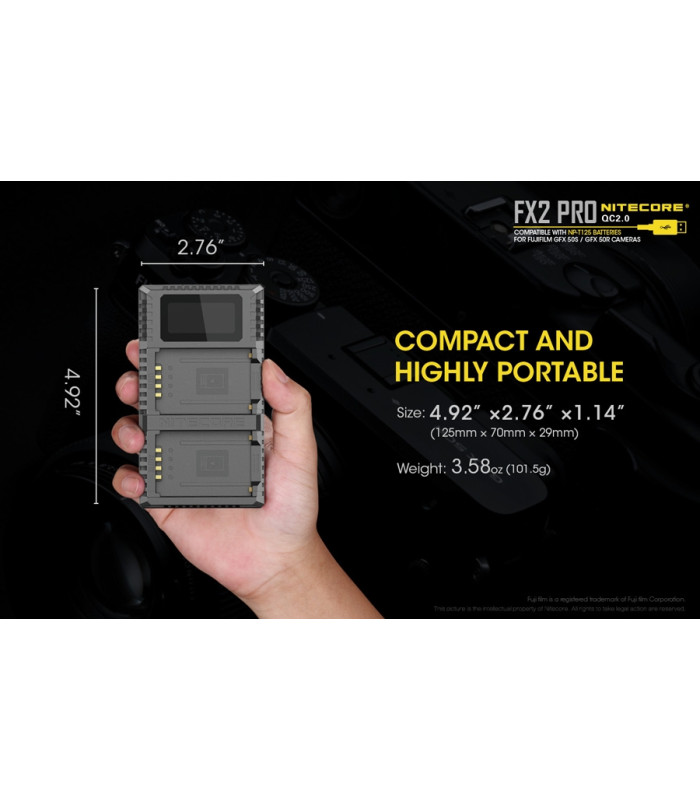 ΦΟΡΤΙΣΤΗΣ NITECORE FX2 για Fujifilm NP-T125