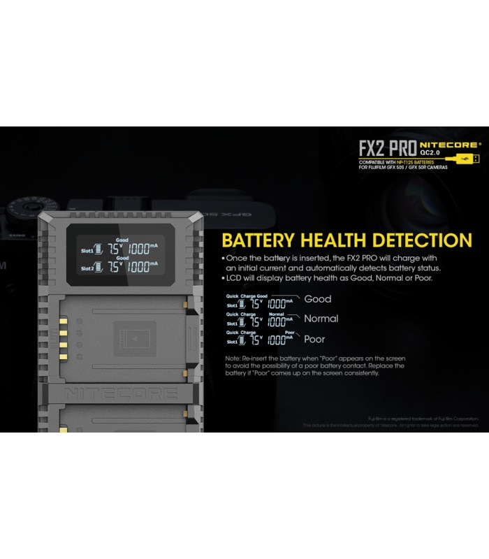 ΦΟΡΤΙΣΤΗΣ NITECORE FX2 για Fujifilm NP-T125