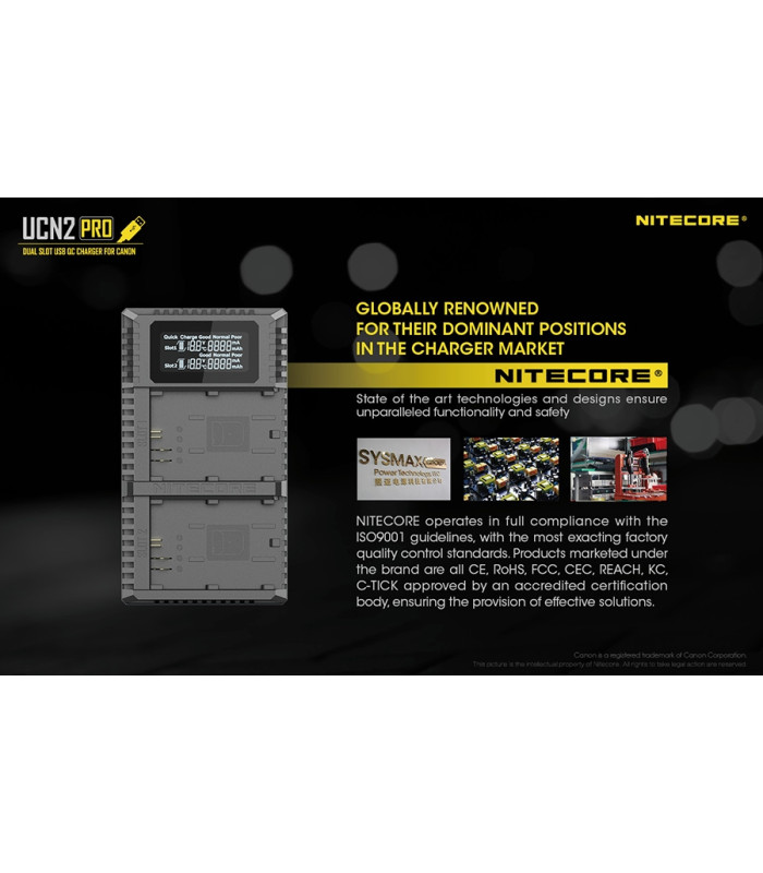 ΦΟΡΤΙΣΤΗΣ NITECORE UCN2 PRO για CANON LP-E6N