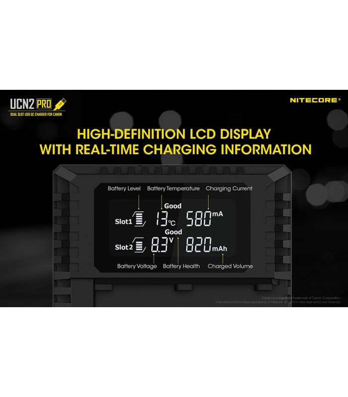 ΦΟΡΤΙΣΤΗΣ NITECORE UCN2 PRO για CANON LP-E6N