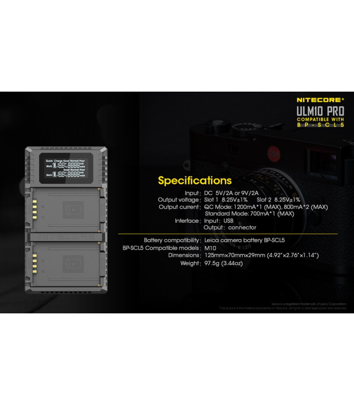 ΦΟΡΤΙΣΤΗΣ NITECORE ULM10 Pro για Leica