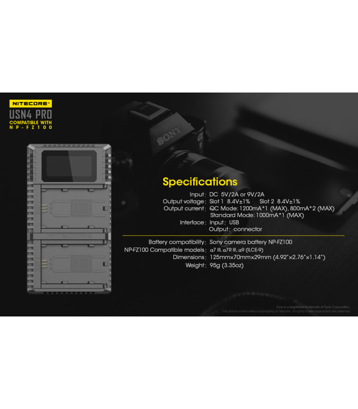 ΦΟΡΤΙΣΤΗΣ NITECORE USN4 Pro για SONY