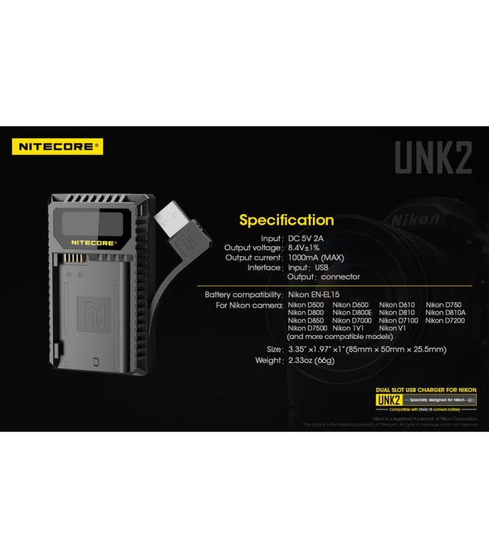 ΦΟΡΤΙΣΤΗΣ NITECORE UNK2 για NIKON