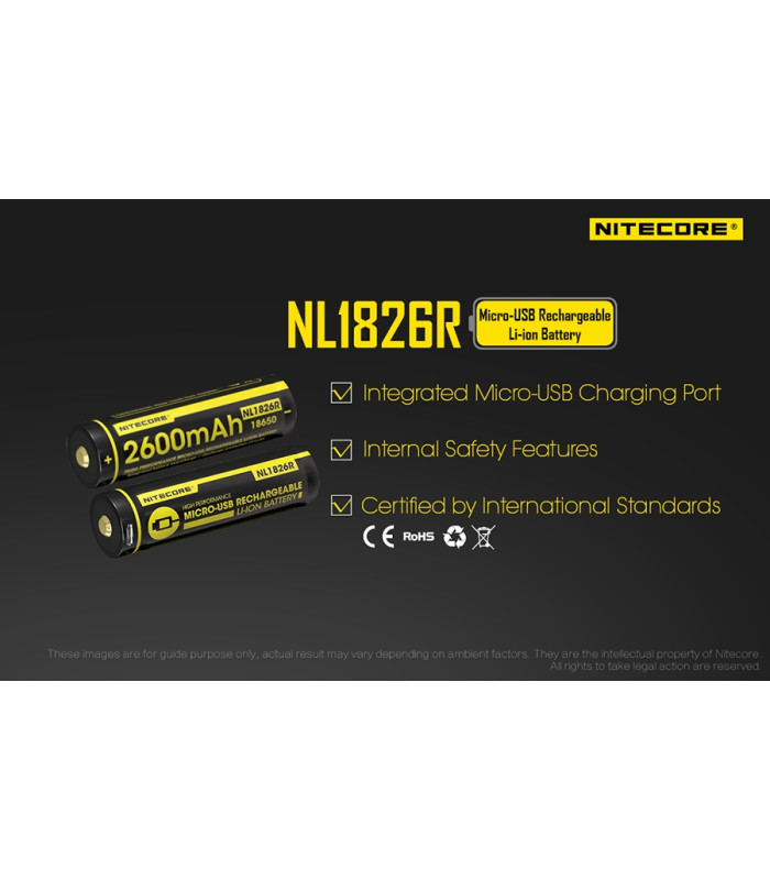 ΜΠΑΤΑΡΙΑ NITECORE 18650 / 2600mAh/Micro USB