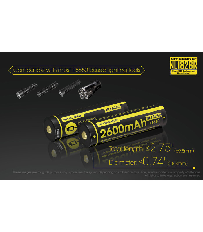 ΜΠΑΤΑΡΙΑ NITECORE 18650 / 2600mAh/Micro USB