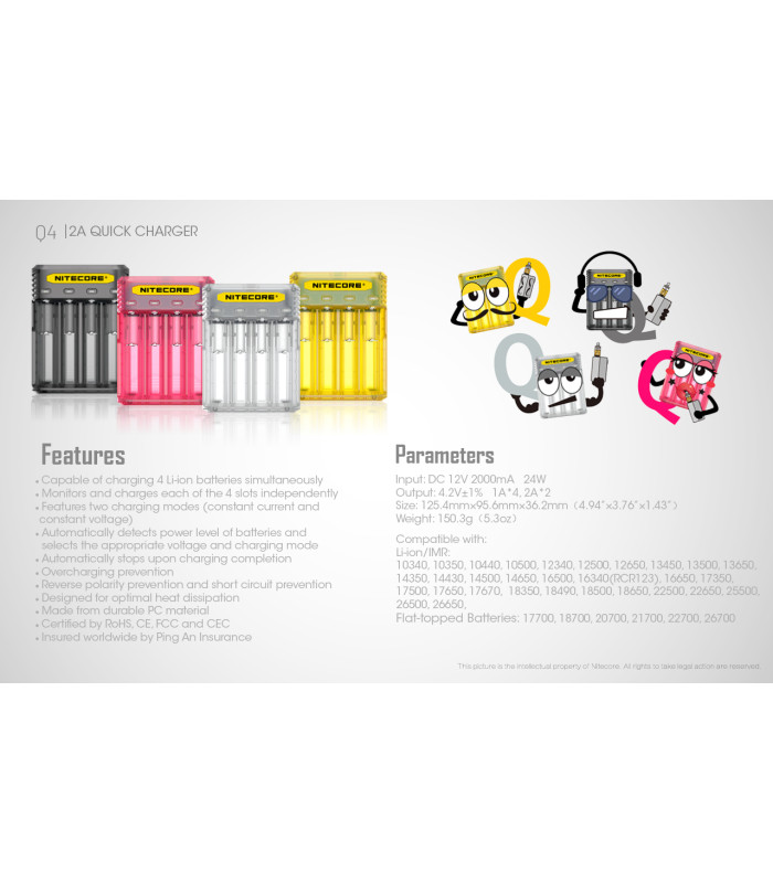 ΦΟΡΤΙΣΤΗΣ NITECORE Q4, Quick charger, 2A,Mango