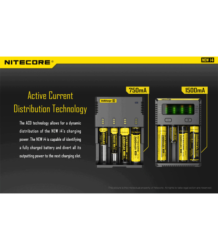 ΦΟΡΤΙΣΤΗΣ NITECORE i4, Τεσσάρων Θέσεων, New