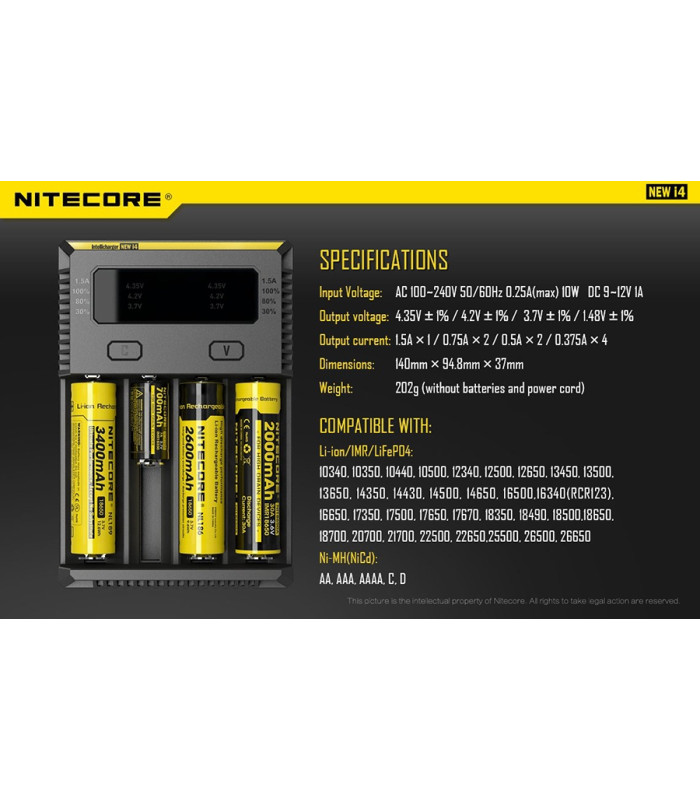 ΦΟΡΤΙΣΤΗΣ NITECORE i4, Τεσσάρων Θέσεων, New