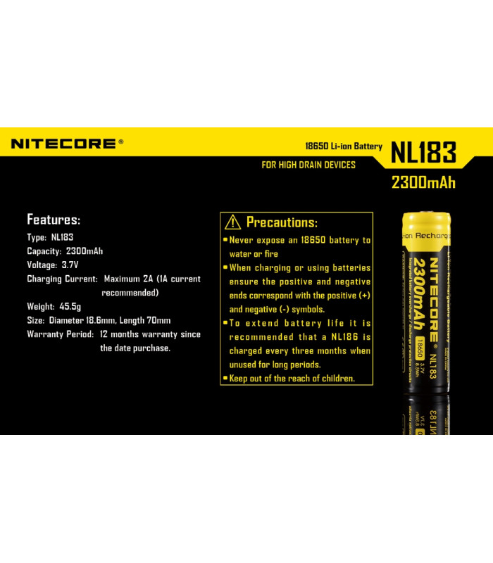 ΜΠΑΤΑΡΙΑ NITECORE 18650 / 2300mAh (τιμή τεμαχίου)