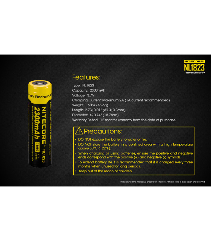 ΜΠΑΤΑΡΙΑ NITECORE 18650 / 2300mAh (τιμή τεμαχίου)